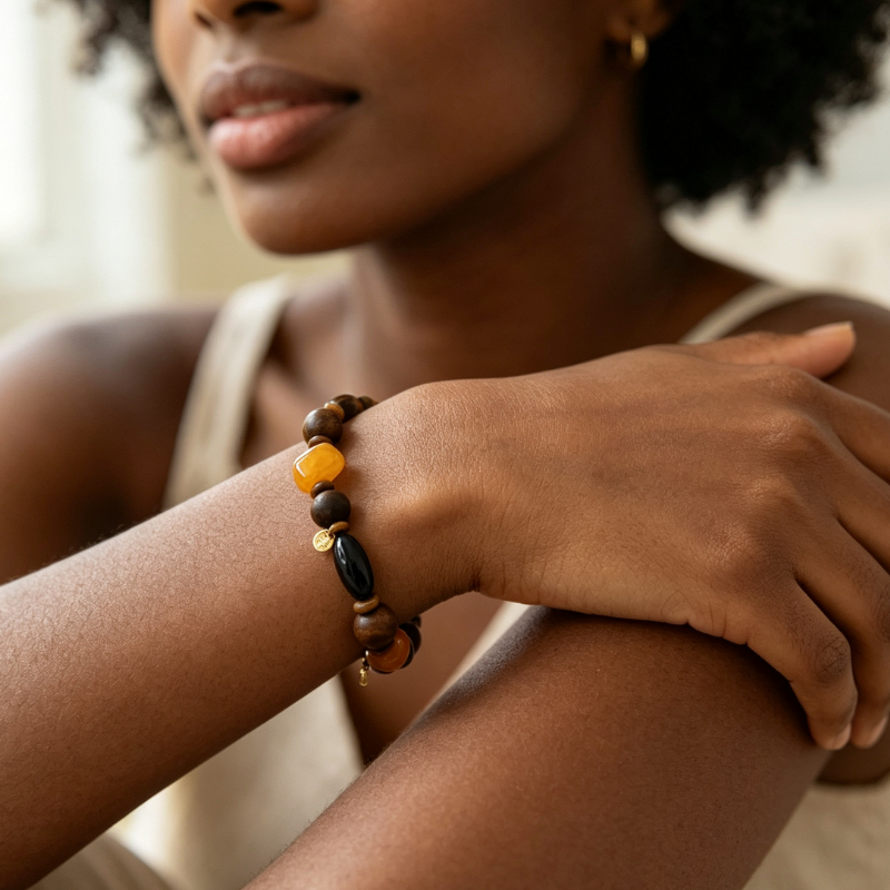 Amber Forest Bead Bracelet